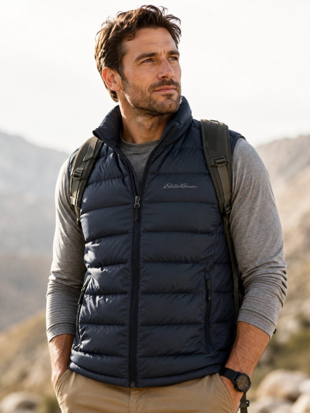 Eddie Bauer Mens Vest EB650 Cirruslite Down Fill Size Medium Hiking Outdoors New